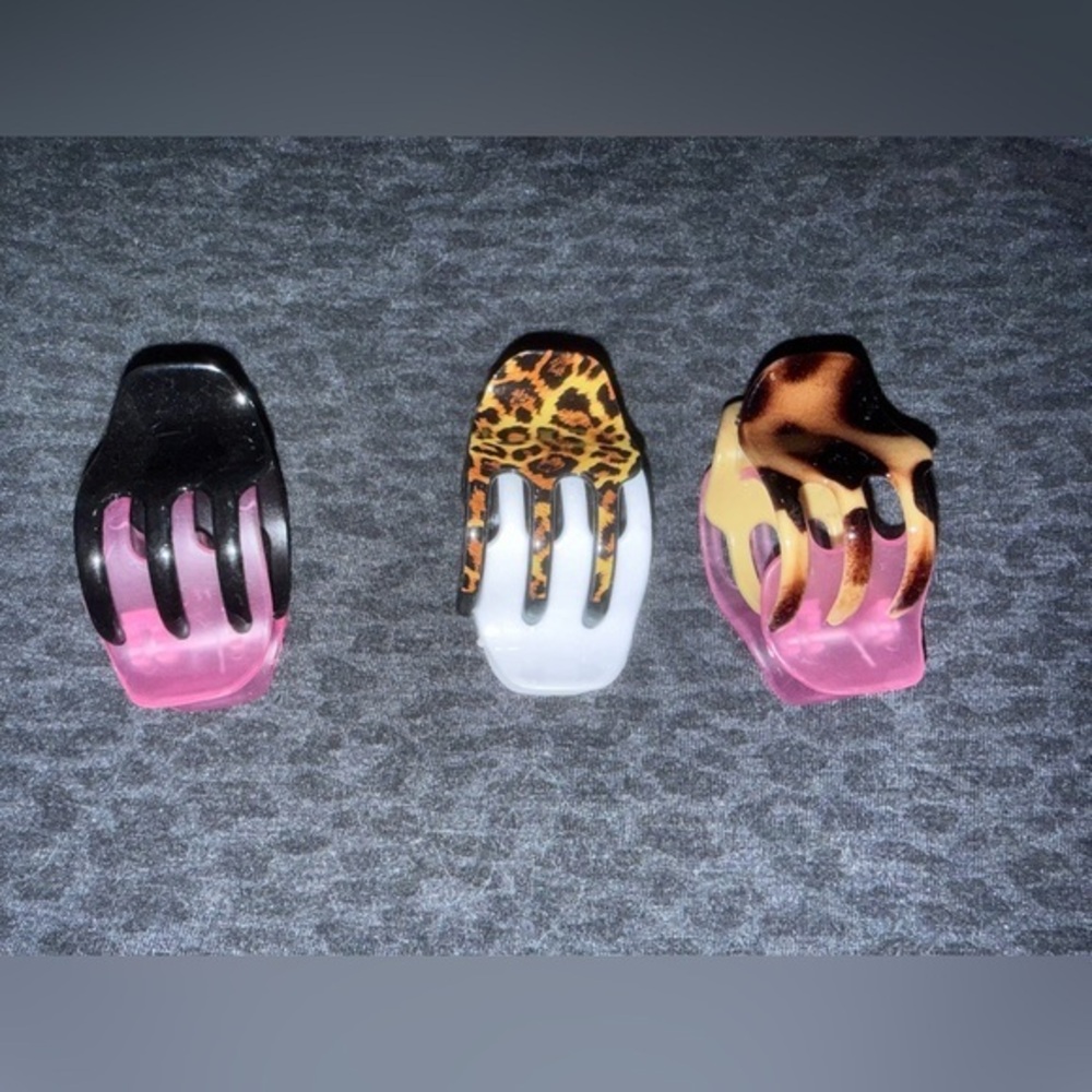 Set of Six Hair Claw Clips - Black, Leopard, Tortoise